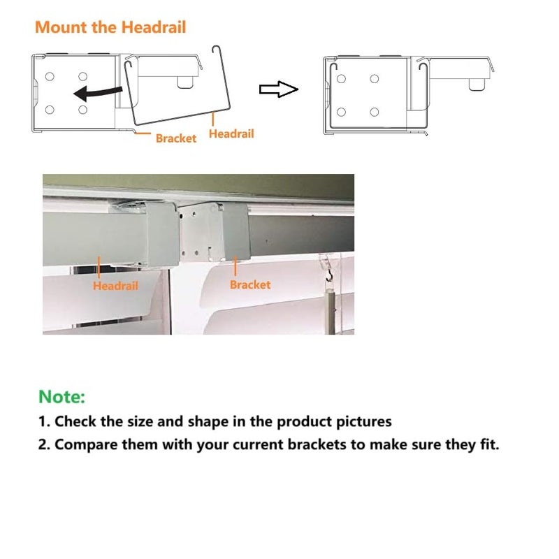 Cutelec Box Mounting Bracket 1set for 1-1/2" Blinds White Color Window Blinds Headrail Bracket - Image 2
